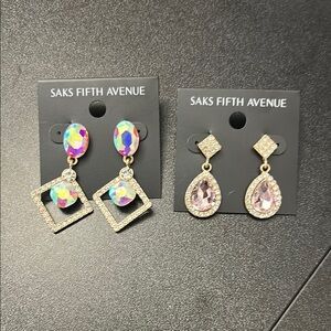 Saks Fifth Avenue Pink Crystal Earrings